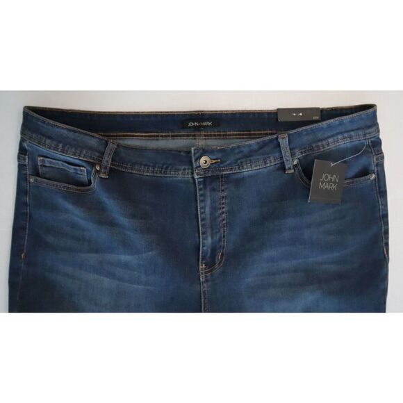 John Mark Women's Plus Sz 22W Dark Blue Frayed Hem Denim Boyfriend Jeans $119 - Picture 10 of 11